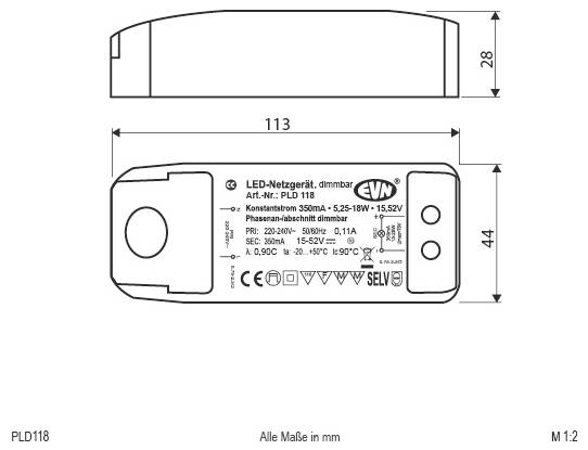 EVN PLD118 LED-Treiber Konstantstrom 350mA 1St.