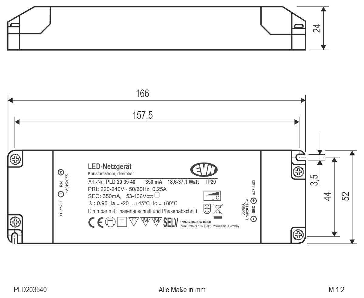 EVN PLD203540 LED-Treiber Konstantstrom 350mA 1St.