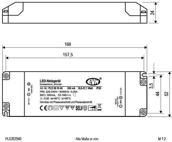 EVN PLD203540 LED-Treiber Konstantstrom 350mA 1St.