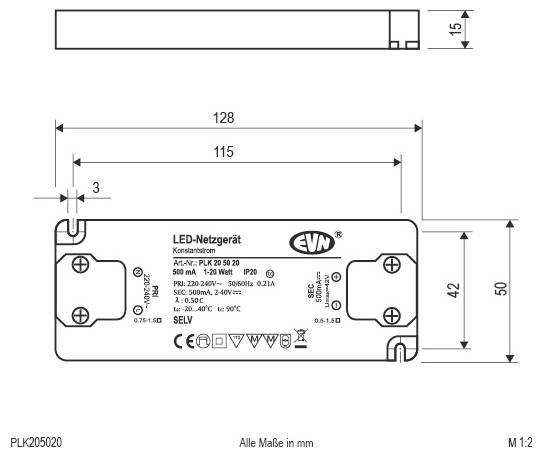 EVN PLK205020 LED-Treiber Konstantstrom 500mA 1St.