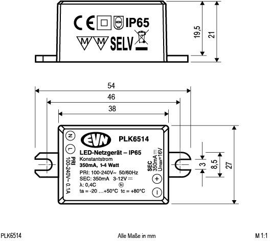 EVN PLK6514 LED-Treiber Konstantstrom 350mA 1St.