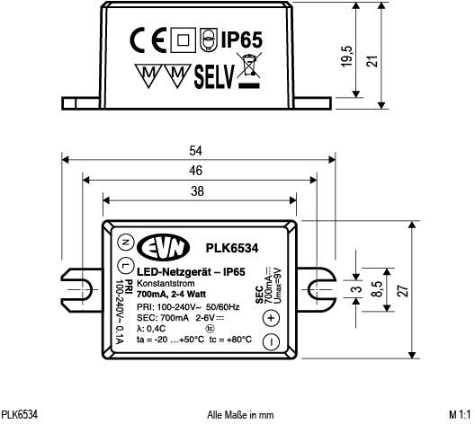 EVN PLK6534 LED-Treiber Konstantstrom 700mA 1St.