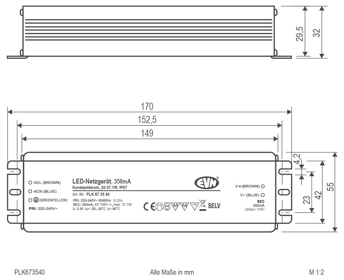 EVN PLK673540 LED-Treiber Konstantstrom 350mA 1St.