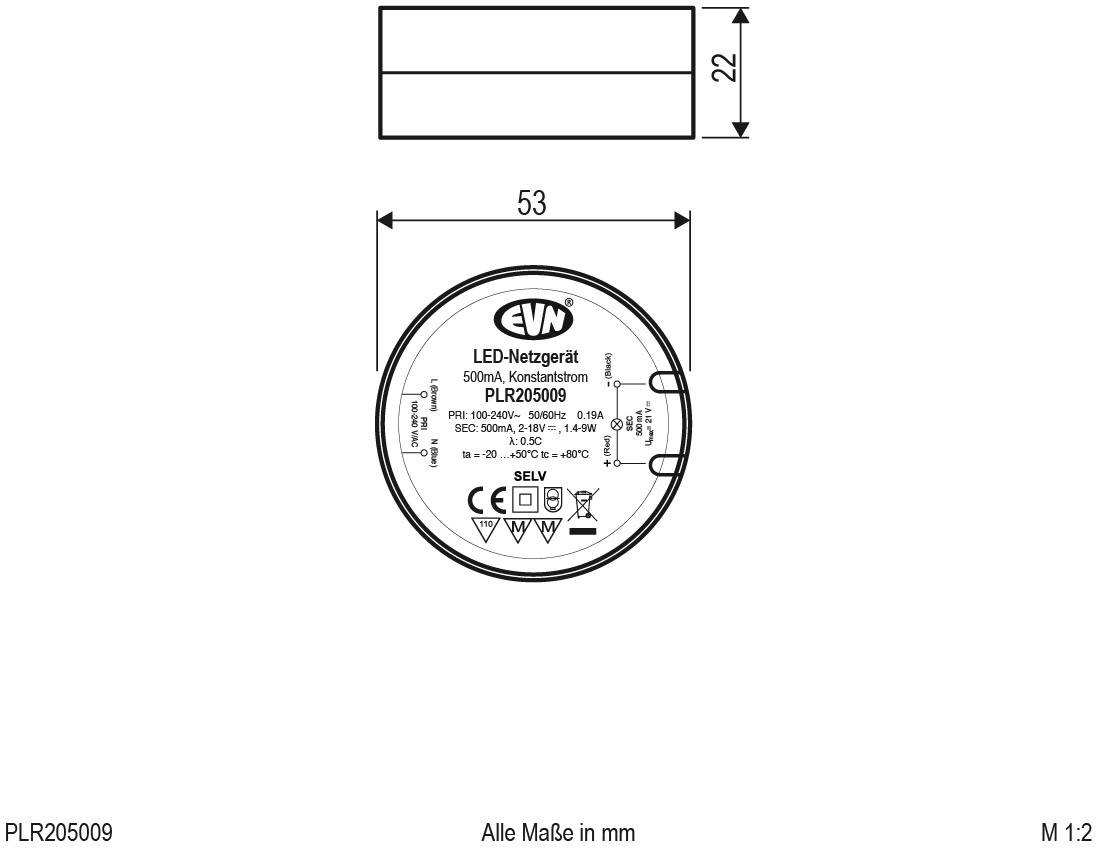 EVN PLR205009 LED-Treiber Konstantstrom 500mA 1St.