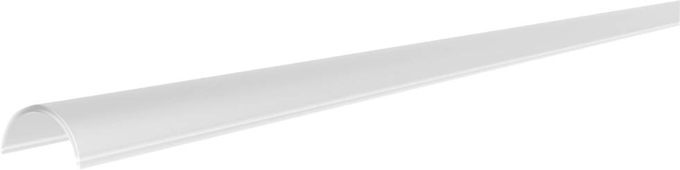 Diagonales LED-Streifenlicht auf einer Spule, zeigt gekennzeichnete Schneidepunkte, Polaritätsmarkierungen und warmweiße LEDs.