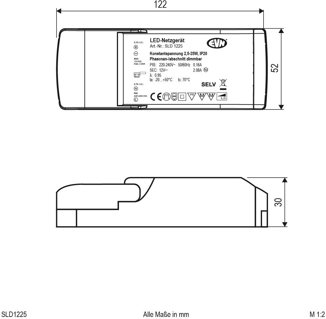 EVN SLD1225 LED-Trafo Konstantspannung 12 V/DC dimmbar 1St.
