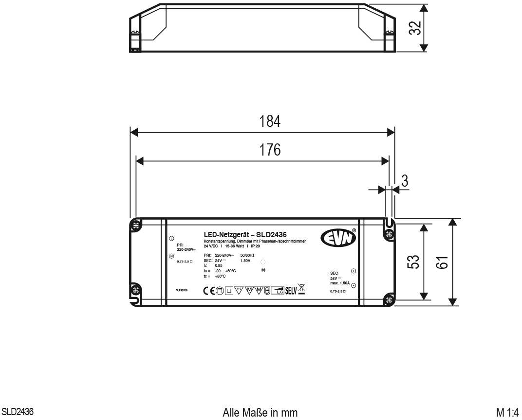 EVN SLD2436 LED-Trafo Konstantspannung 24 V/DC dimmbar 1St.