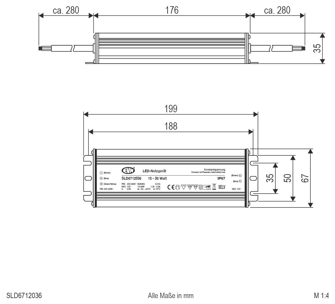 EVN SLD6712036 LED-Trafo Konstantspannung 24 V/DC dimmbar 1St.