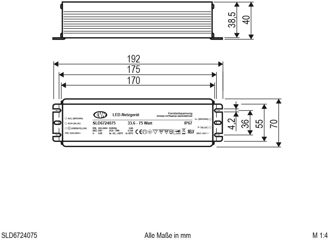 EVN SLD6724075 LED-Trafo Konstantspannung 24 V/DC dimmbar 1 St.