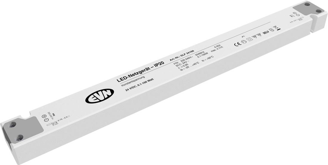 Langes weißes LED-Treiber-Netzteil mit der Aufschrift „ELN