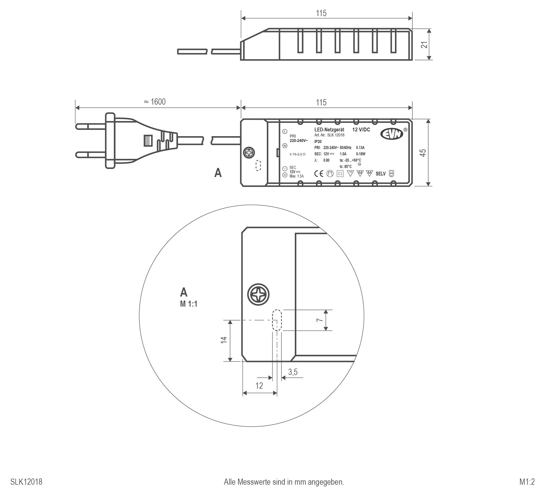 EVN SLK12018 LED-Trafo Konstantspannung 12 V/DC 1St.