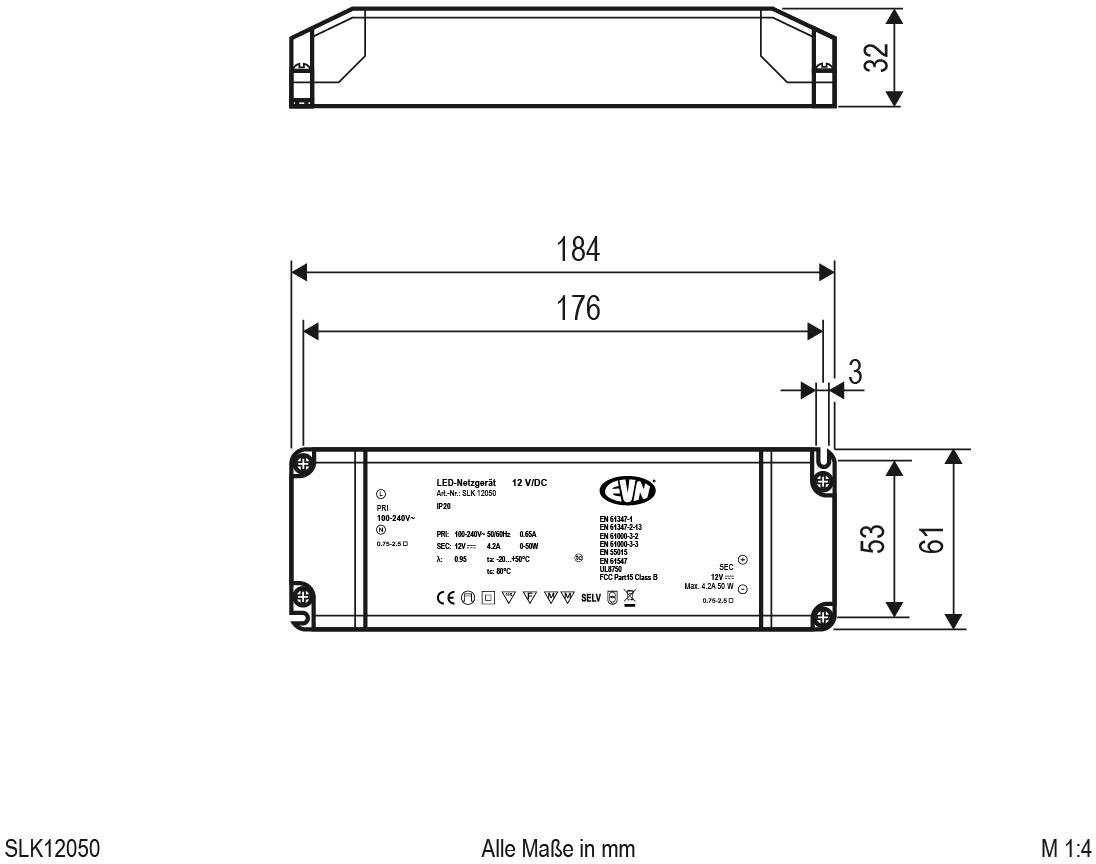 EVN SLK12050 LED-Trafo Konstantspannung 12 V/DC 1St.