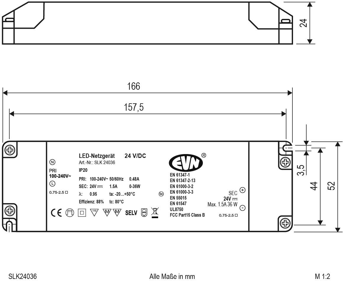 EVN SLK24036 LED-Trafo Konstantspannung 24 V/DC 1St.