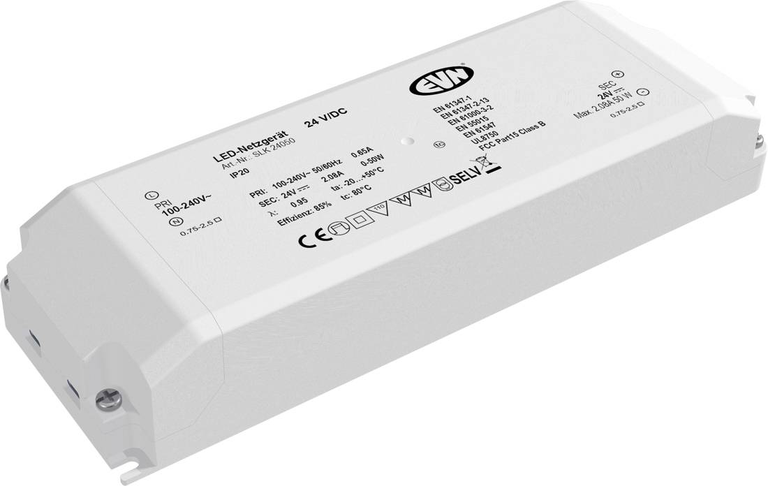 LED-Stromversorgungstreiber mit weißem Label „24 VDC