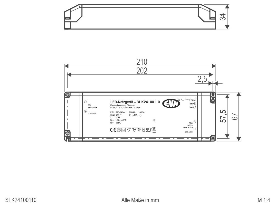 EVN SLK24100110 LED-Trafo Konstantspannung 12 V/DC dimmbar 1St.