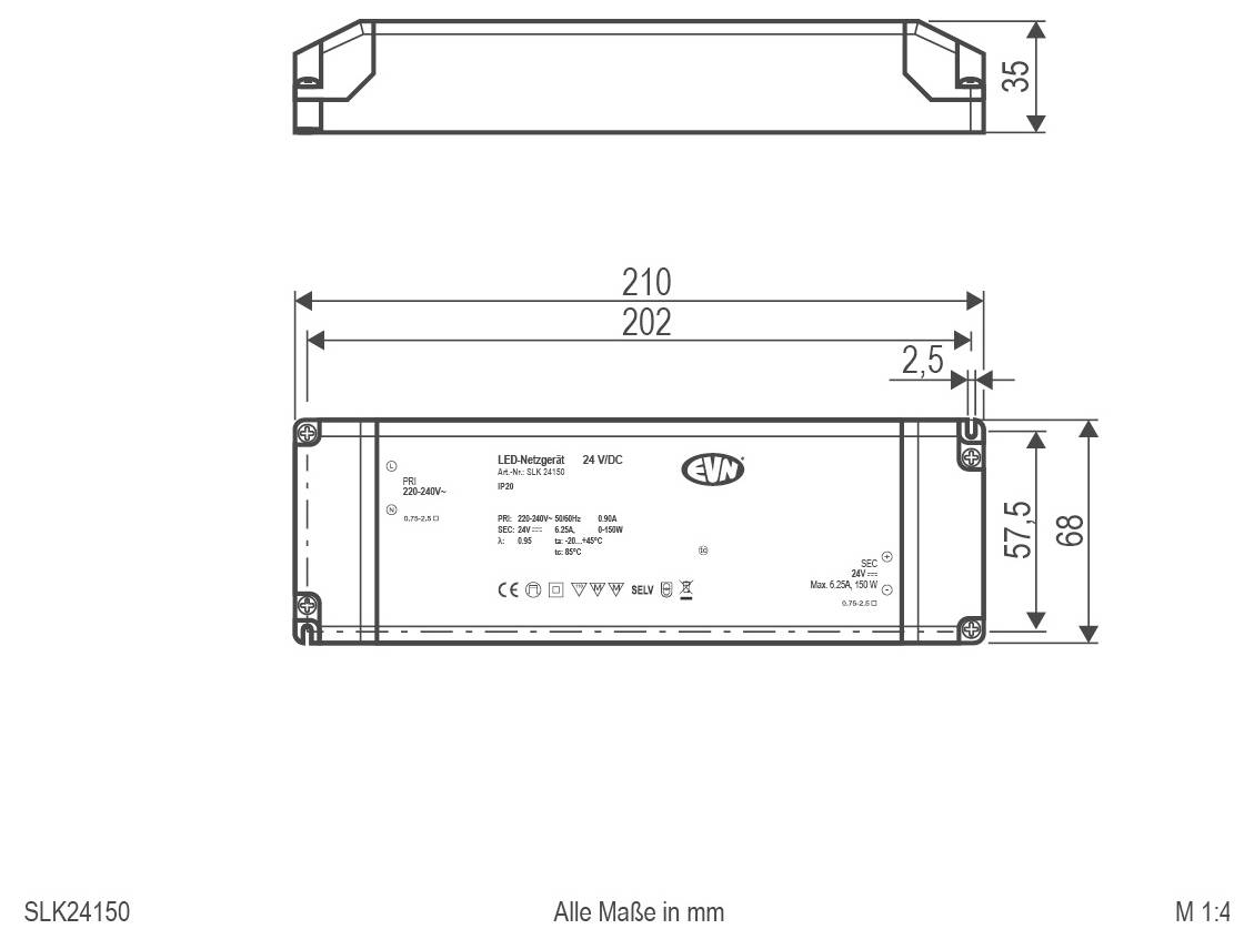 Technische Zeichnung eines 100 mm LED-Streifensegments mit +24V Polarität, 8 mm Breite, 3 mm Dicke und 16,66 mm LED-Abstand.