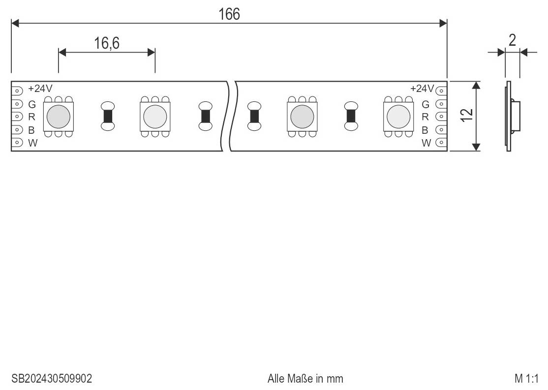 EVN STR202460509902 LED-Streifen EEK: F (A - G) mit offenem Kabelende 24V 5m RGBW 1St.