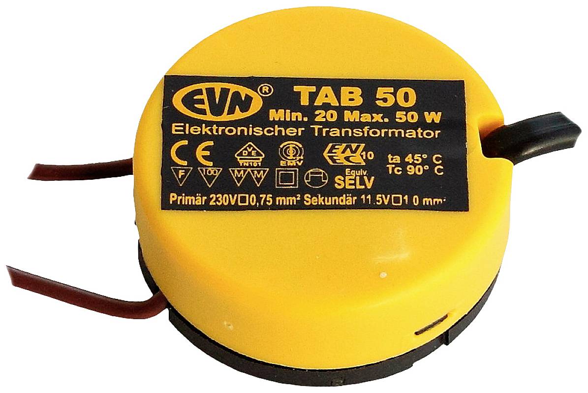 EVN TAB 50 Halogen Transformator 12 V 20 - 50 W dimmbar mit Phasenanschnittdimmer