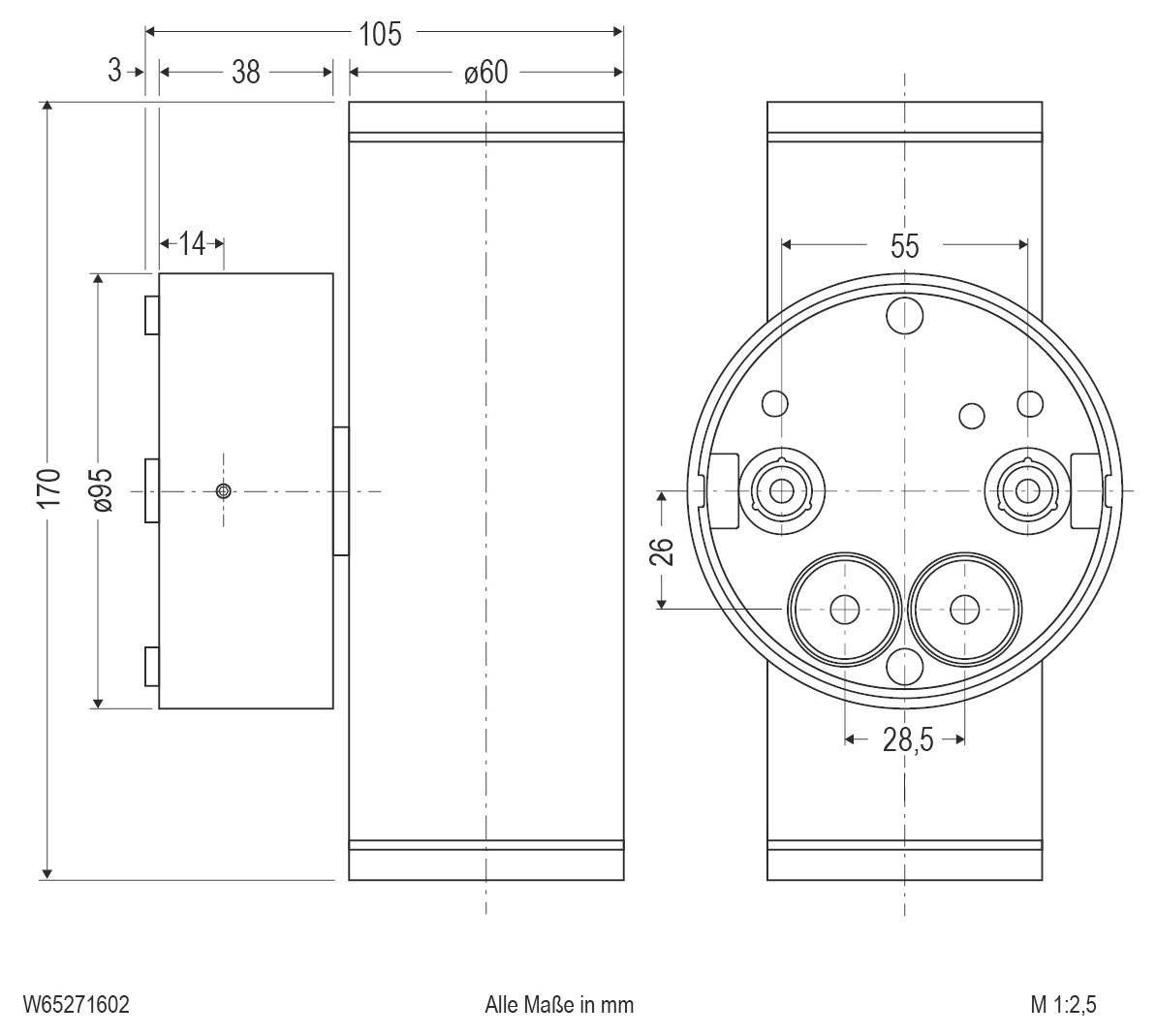 EVN W65271602 W65271602 LED-Wandleuchte 27W Anthrazit
