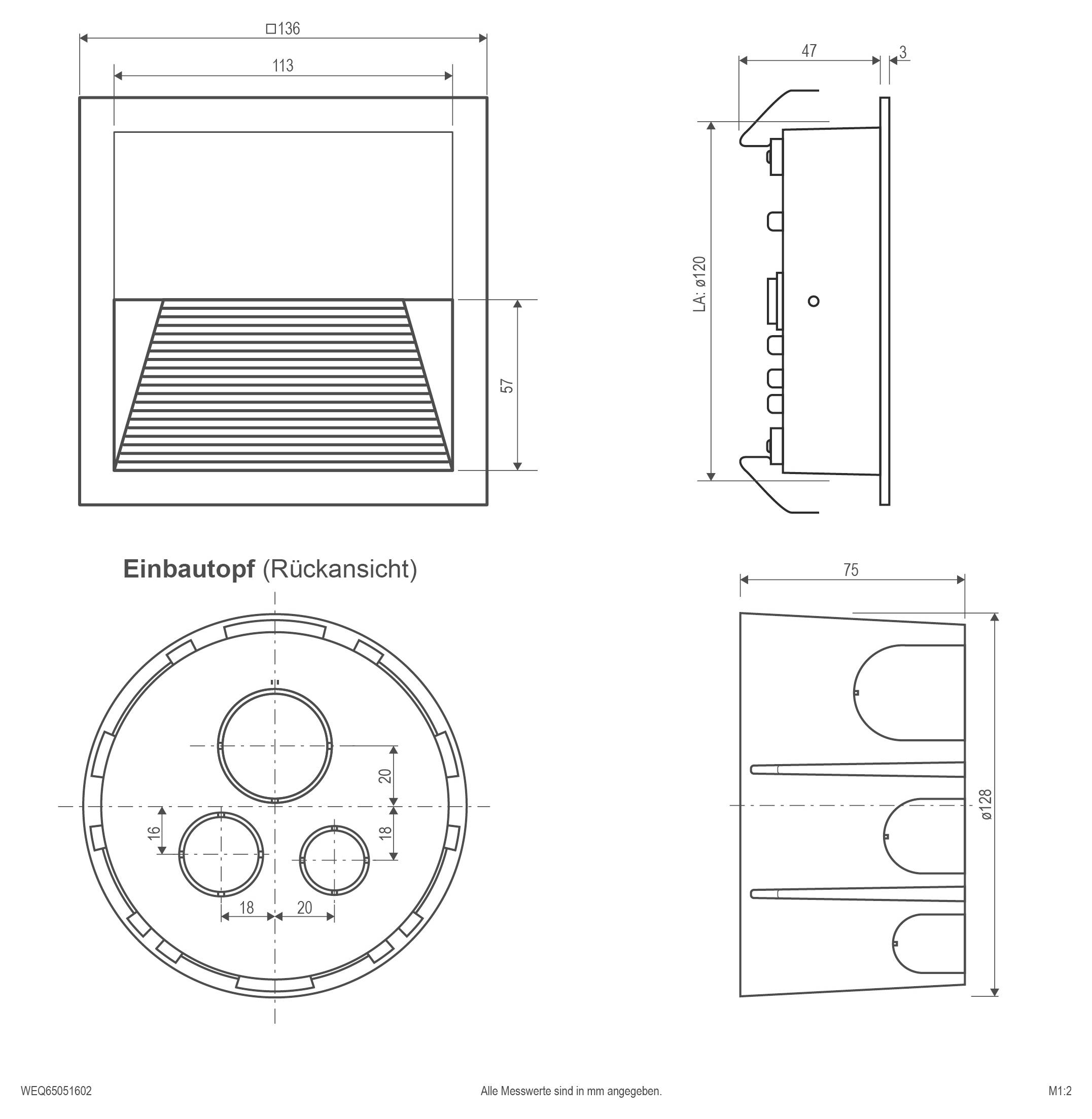 EVN WEQ65051602 WEQ65051602 LED-Wandeinbauleuchte LED LED fest eingebaut 5W Anthrazit