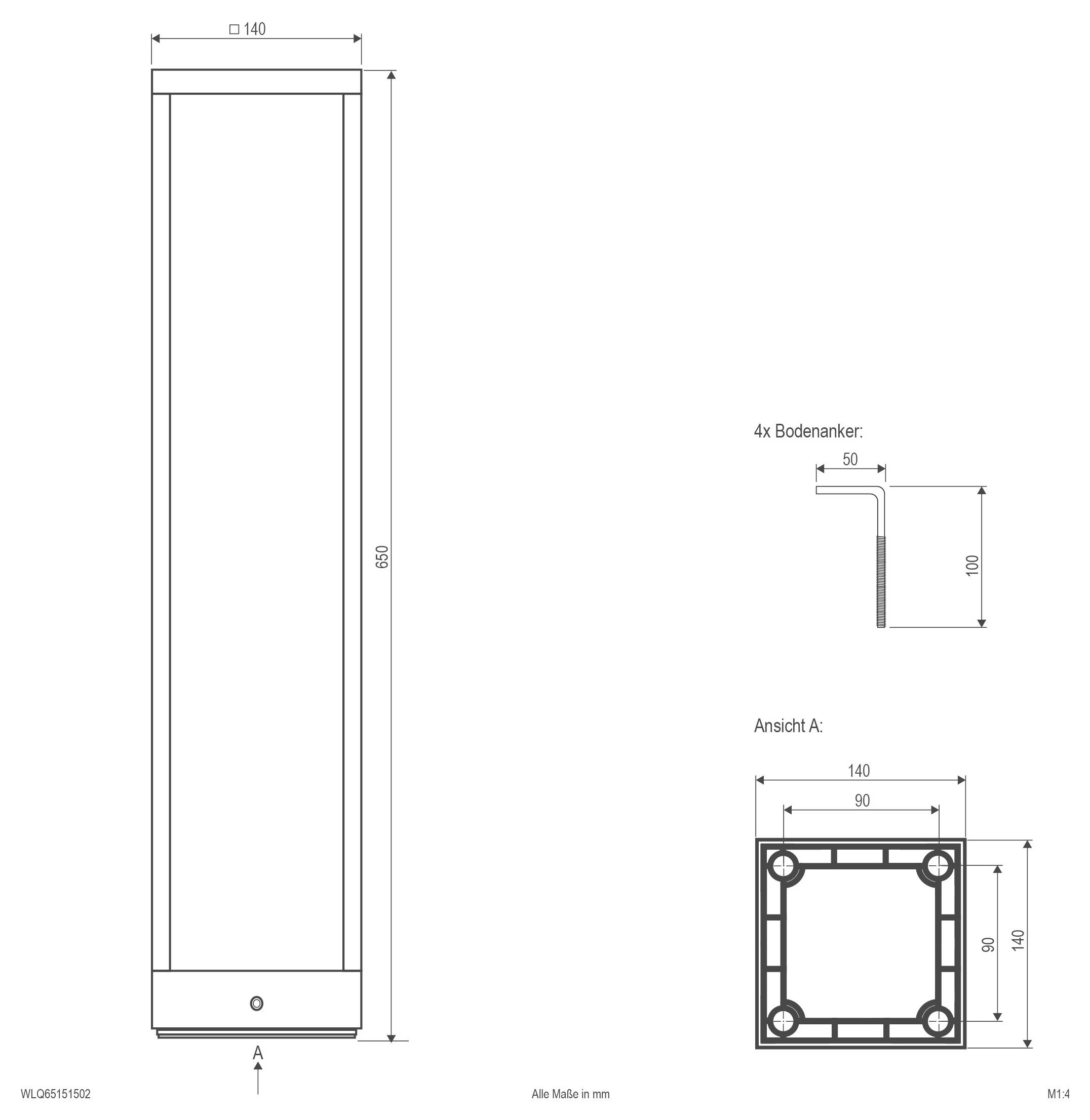 EVN WLQ65151502 WLQ65151502 LED-Außenstandleuchte 15W Anthrazit