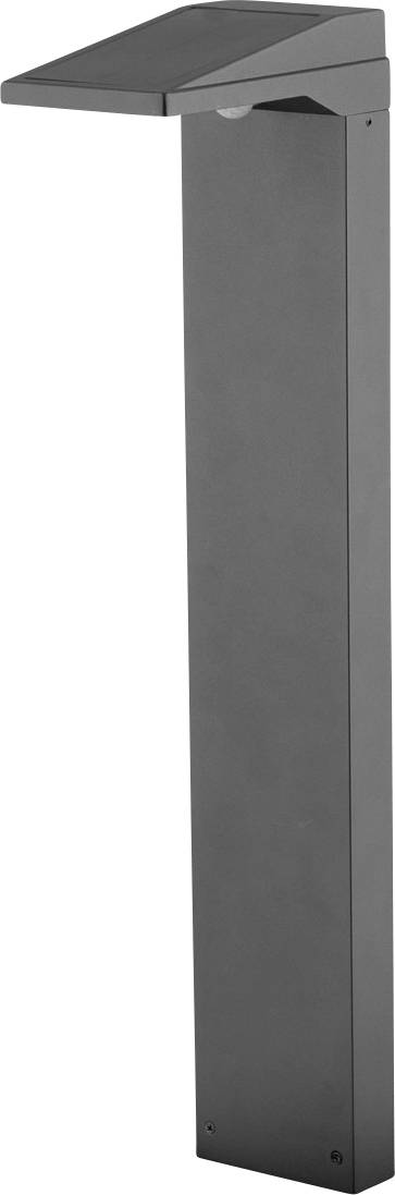 Moderne graue rechteckige Außenleuchte mit geneigtem Dach und Wandmontage-Basis.