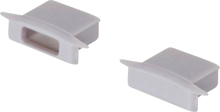 Zwei kleine durchsichtige Kunststoff-Clip- oder Montageteile auf weißem Hintergrund, jedes mit rechteckiger Oberseite und abgewinkelter Seitenkante.