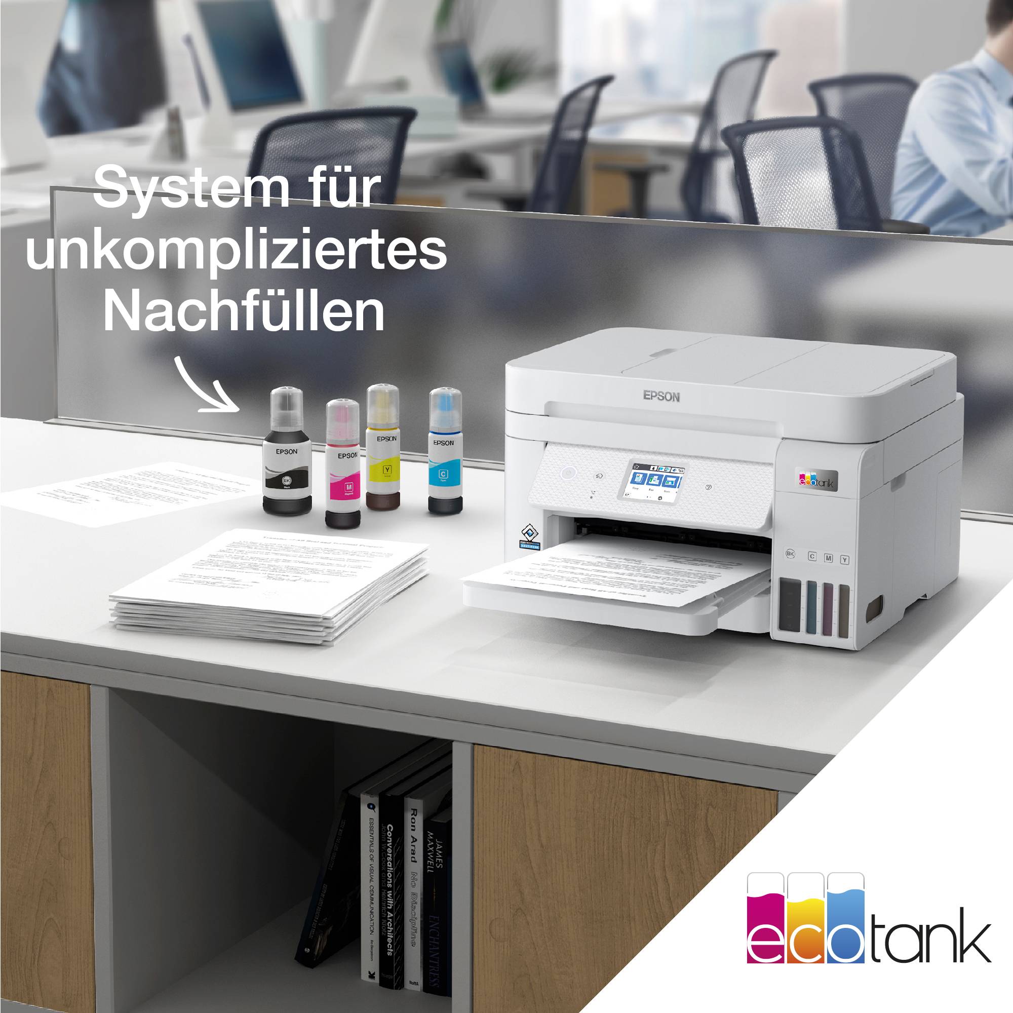 Epson EcoTank ET-4856 Multifunktionsdrucker Tintenstrahl Farbe A4 Drucker, Scanner, Kopierer, Fax ADF, Duplex, LAN, Tintentank-System, USB, WLAN