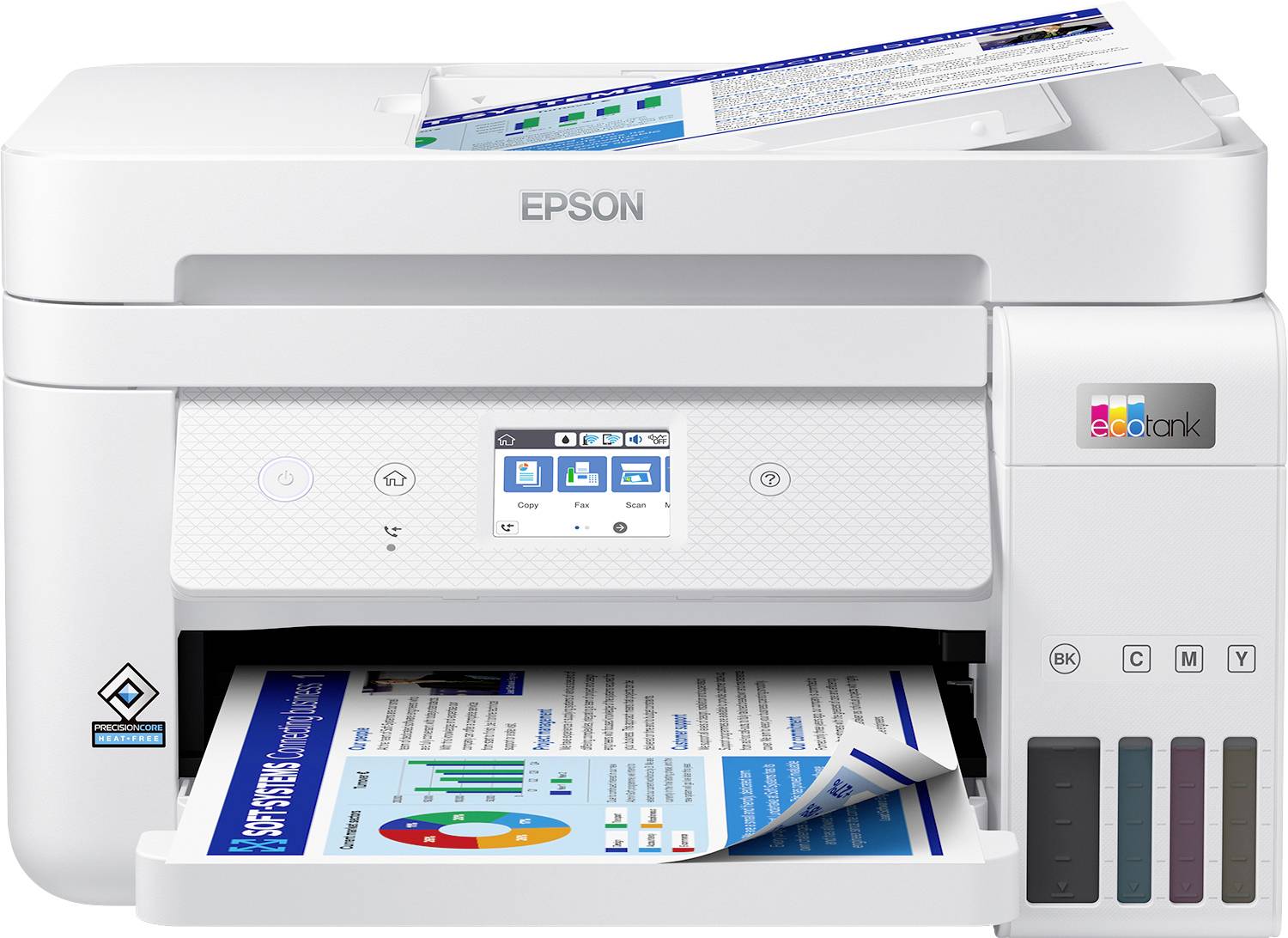 Epson EcoTank ET-4856 Multifunktionsdrucker Tintenstrahl Farbe A4 Drucker, Scanner, Kopierer, Fax ADF, Duplex, LAN, Tintentank-System, USB, WLAN