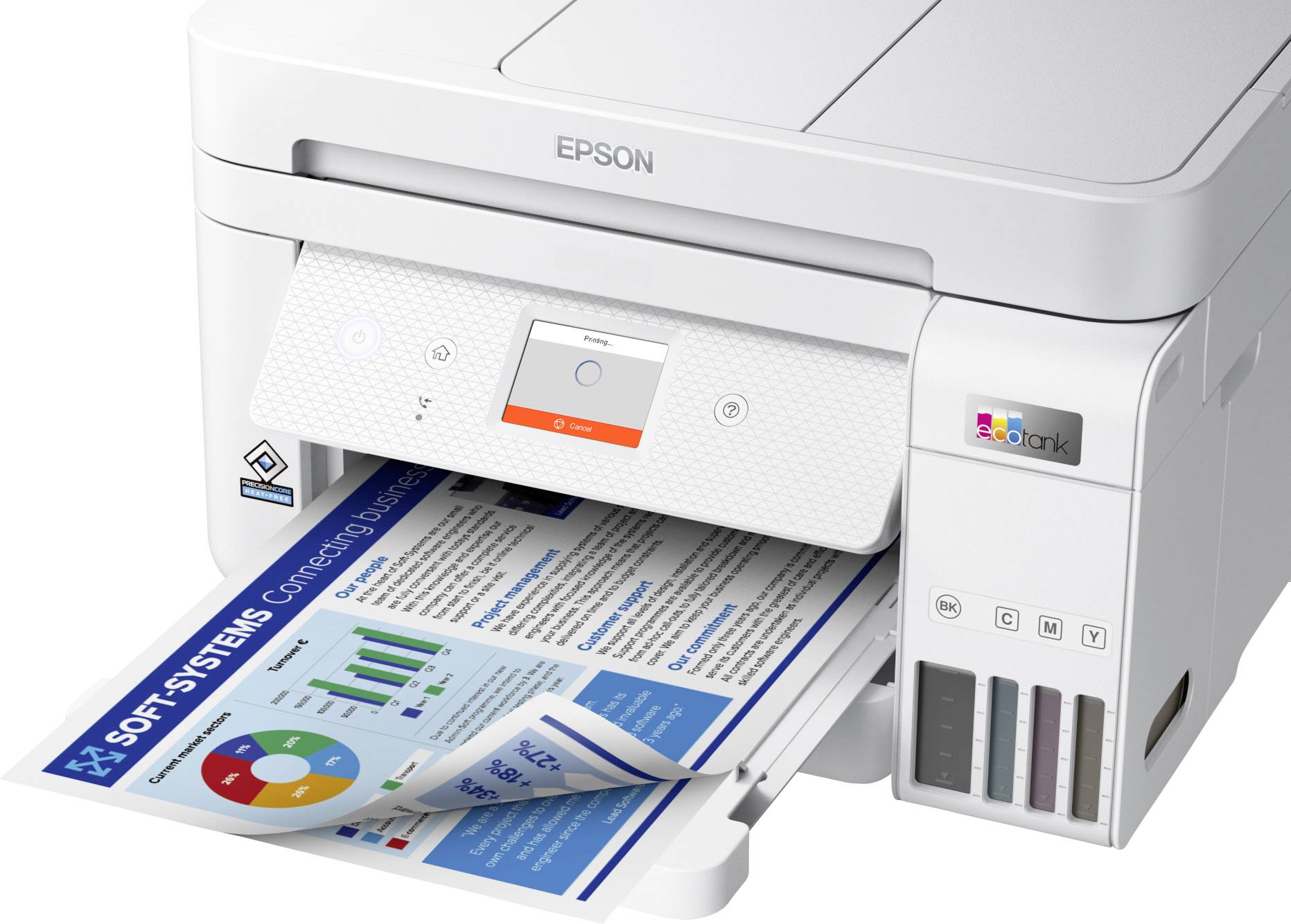 Epson EcoTank ET-4856 Multifunktionsdrucker Tintenstrahl Farbe A4 Drucker, Scanner, Kopierer, Fax ADF, Duplex, LAN, Tintentank-System, USB, WLAN