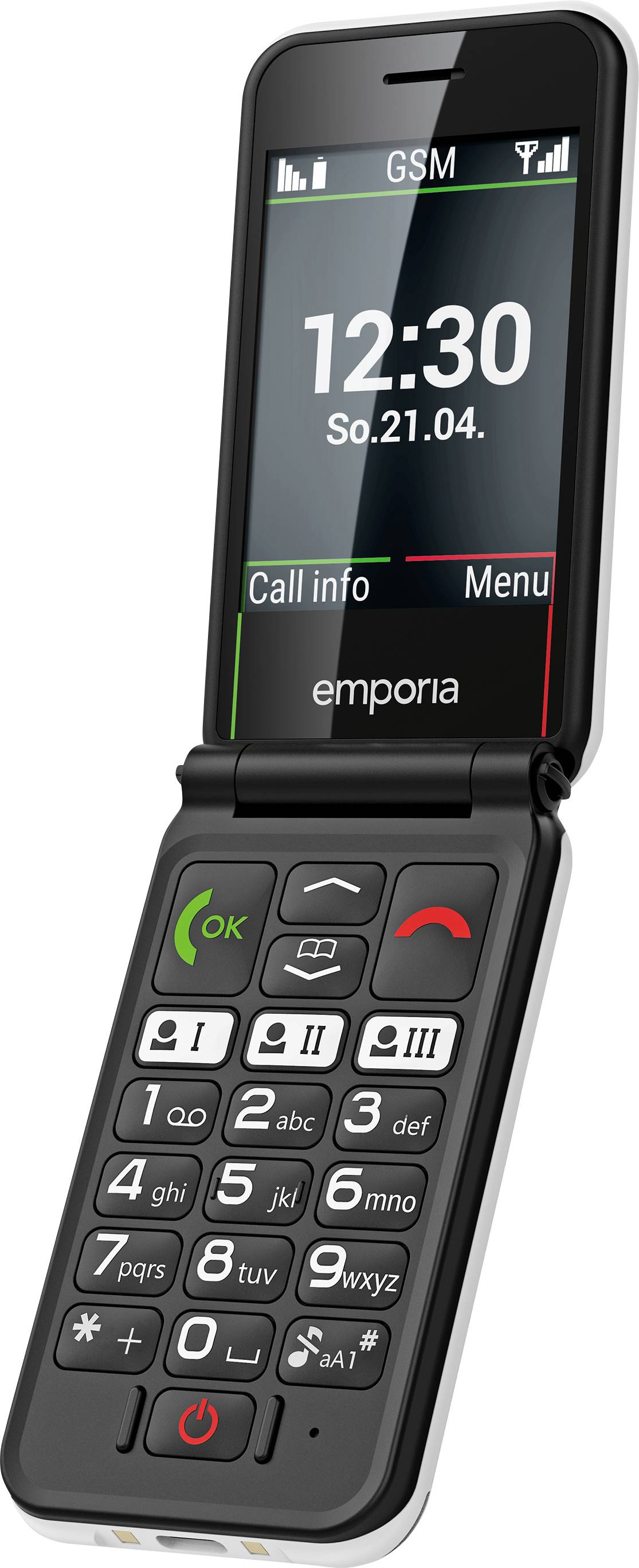 Emporia SIMPLICITYglam Senioren-Klapp-Handy IP54, mit Ladestation, SOS Taste, Spritzwassergeschützt Weiß