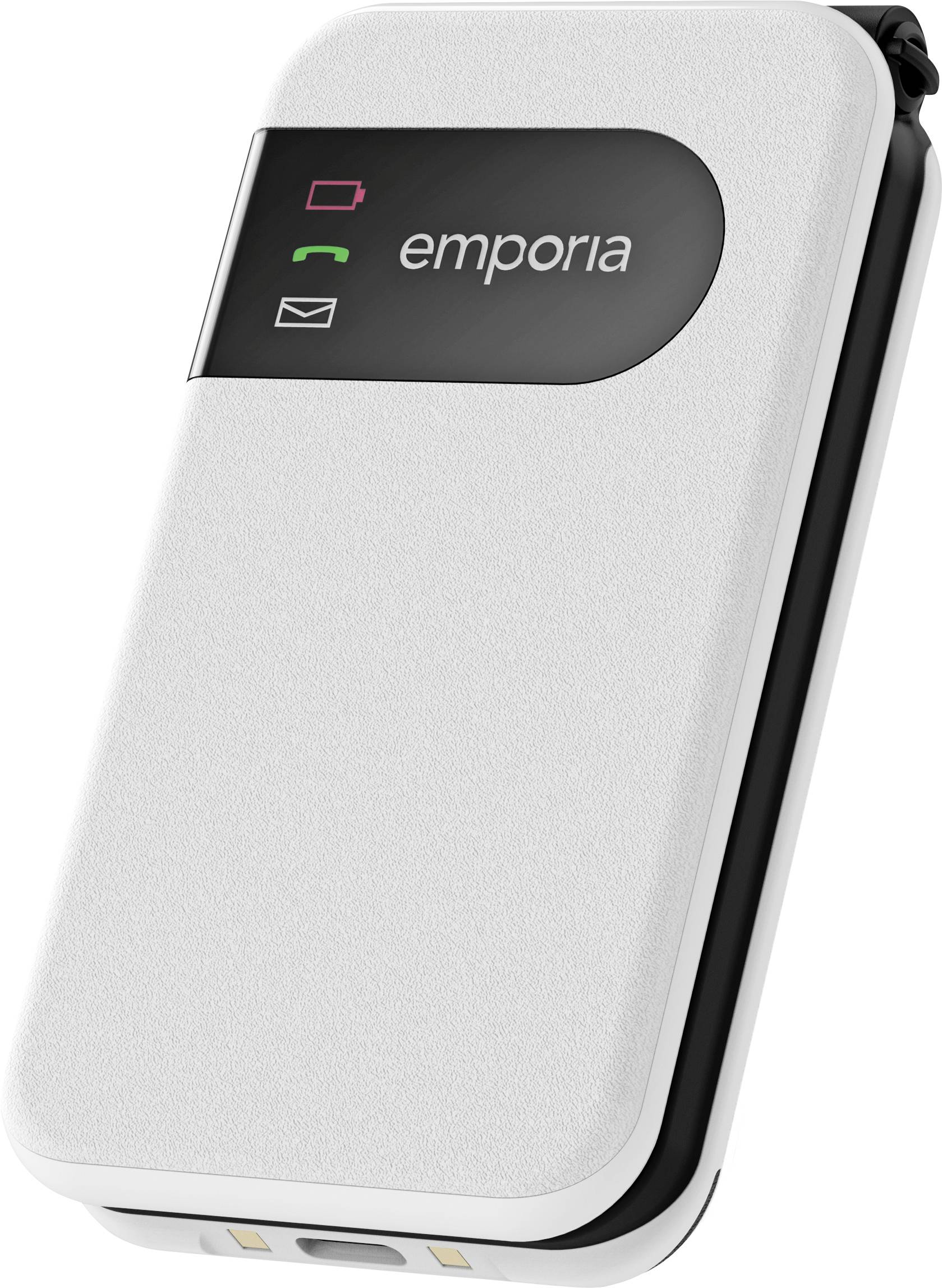 Emporia SIMPLICITYglam Senioren-Klapp-Handy IP54, mit Ladestation, SOS Taste, Spritzwassergeschützt Weiß