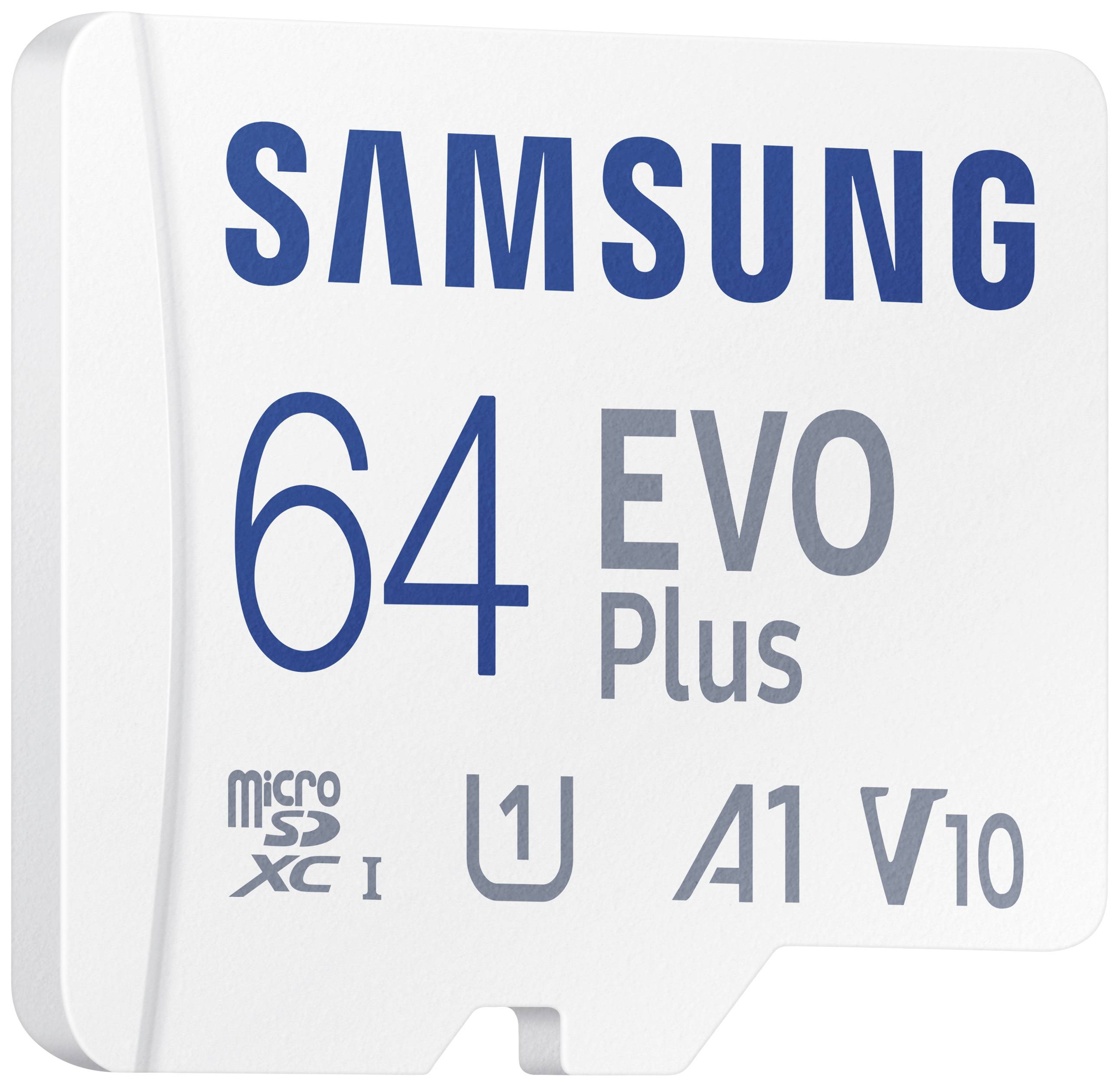 Samsung EVO Plus SDXC-Karte 64GB A1 Application Performance Class, Class 10, Class 10 UHS-I, UHS-I A1-Leistungsstandard, inkl