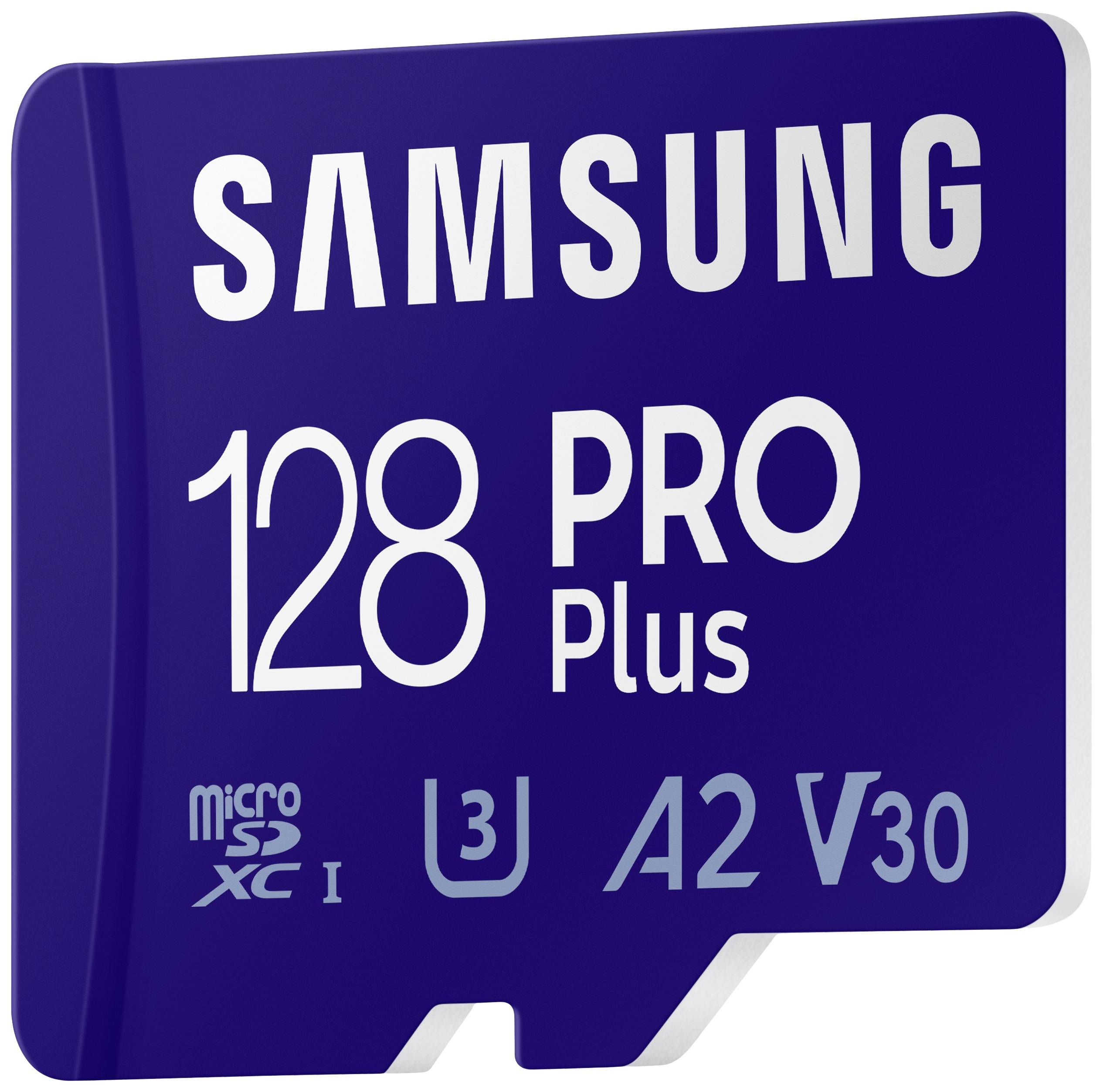 Samsung PRO Plus SDXC-Karte 128 GB Class 10, Class 10 UHS-I, UHS-I, v30 Video Speed Class 4K-Videounterstützung, A2-Leistungsstandard, inkl. USB-Kar