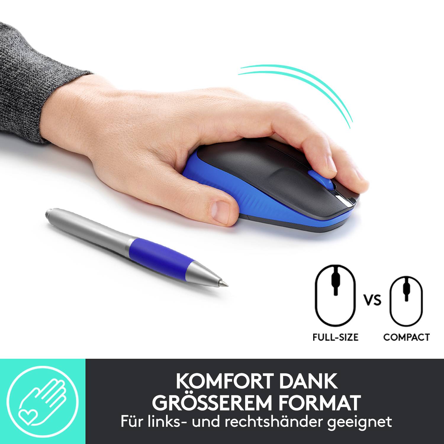 Logitech M190 Maus Funk Optisch Blau 3 Tasten 1000 dpi