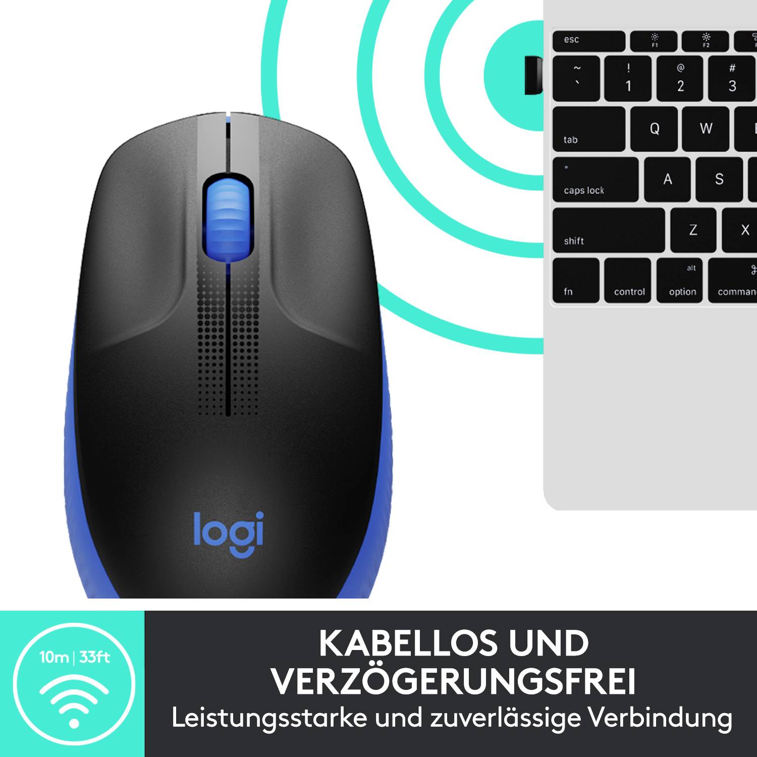 Logitech M190 Maus Funk Optisch Blau 3 Tasten 1000 dpi