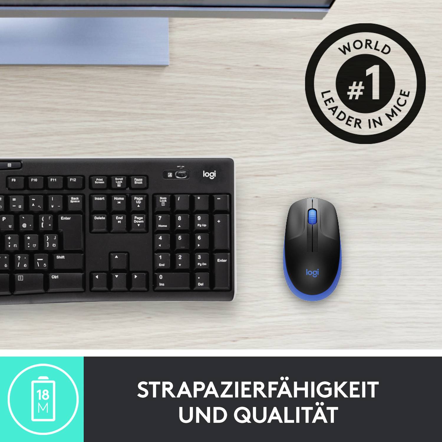 Logitech M190 Maus Funk Optisch Blau 3 Tasten 1000 dpi