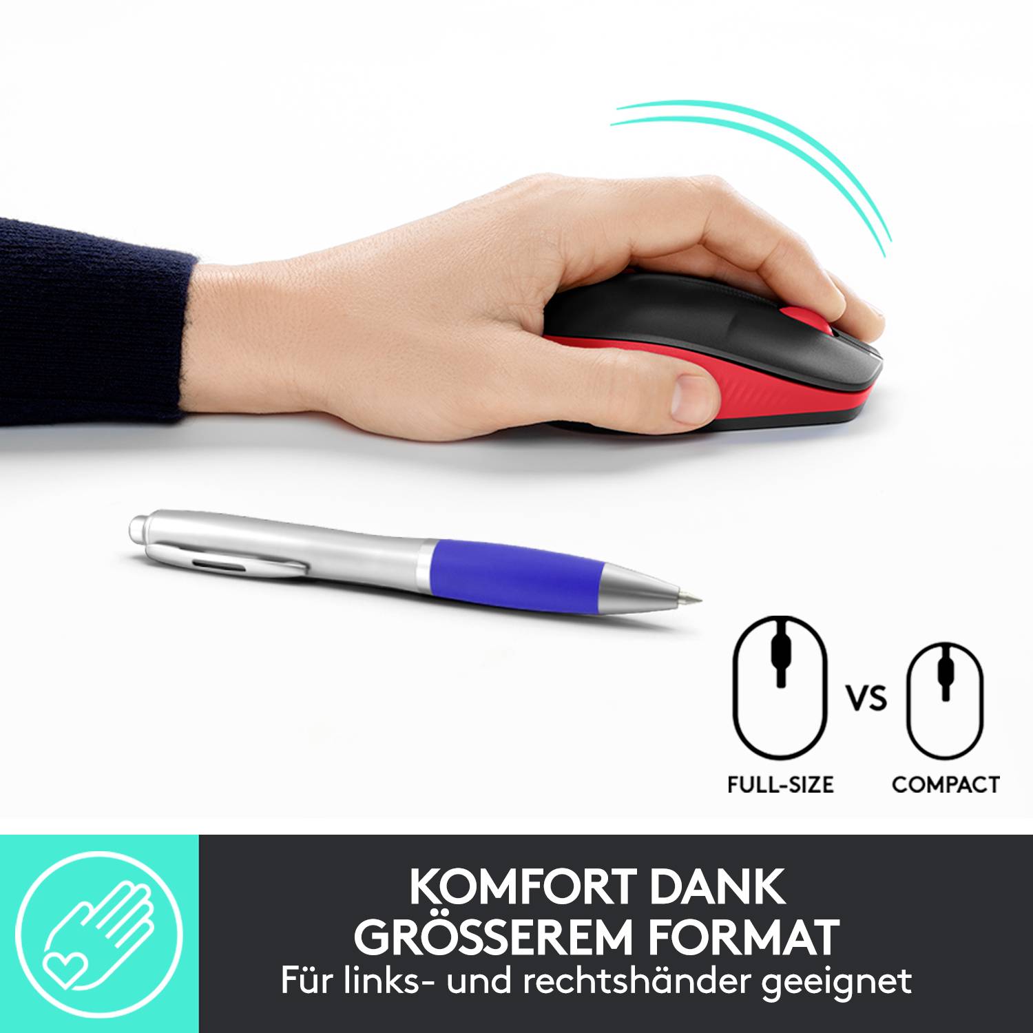 Logitech M190 Maus Funk Optisch Rot 3 Tasten 1000 dpi