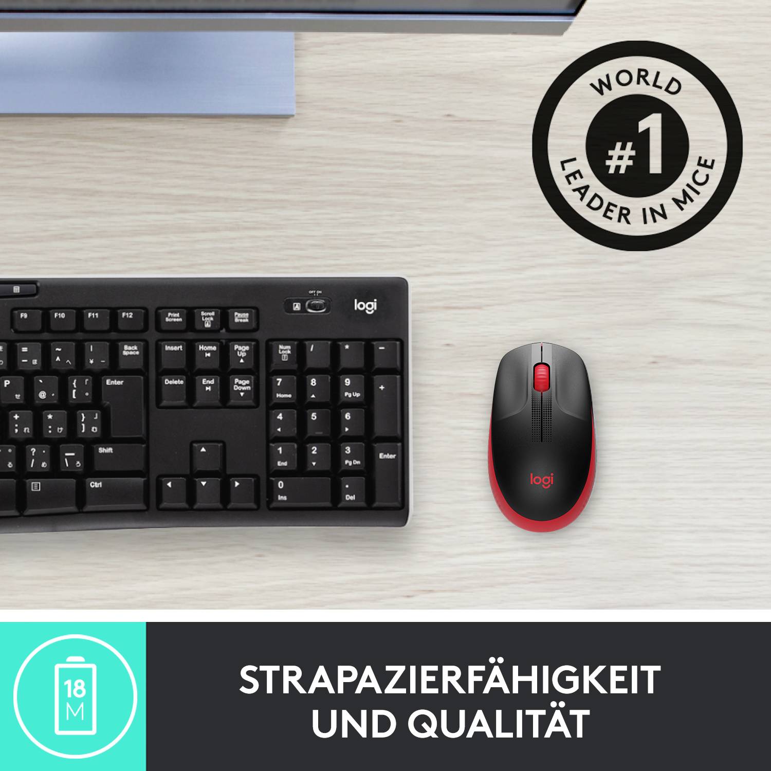 Logitech M190 Maus Funk Optisch Rot 3 Tasten 1000 dpi