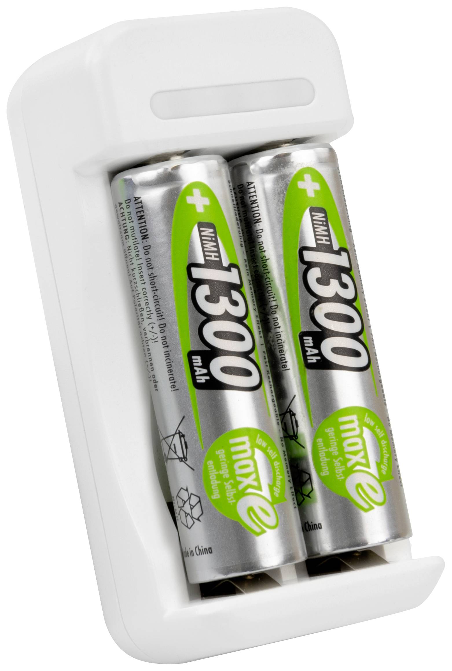 Ansmann Basic II + 2× AA 1300mAh Rundzellen-Ladegerät NiMH Micro (AAA), Mignon (AA)