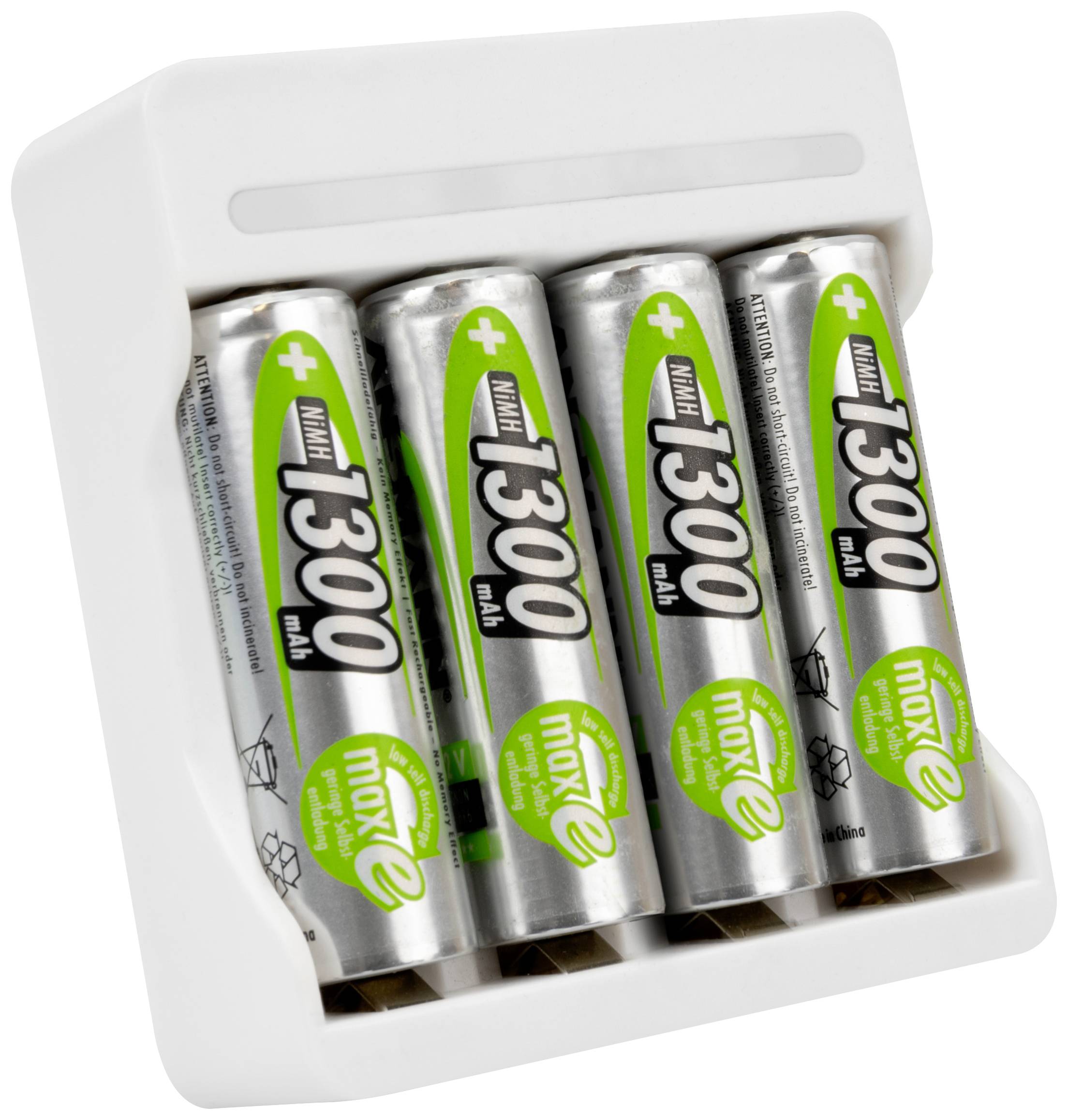 Ansmann Basic IV + 4× AA 1300mAh Rundzellen-Ladegerät NiCd Micro (AAA), Mignon (AA)