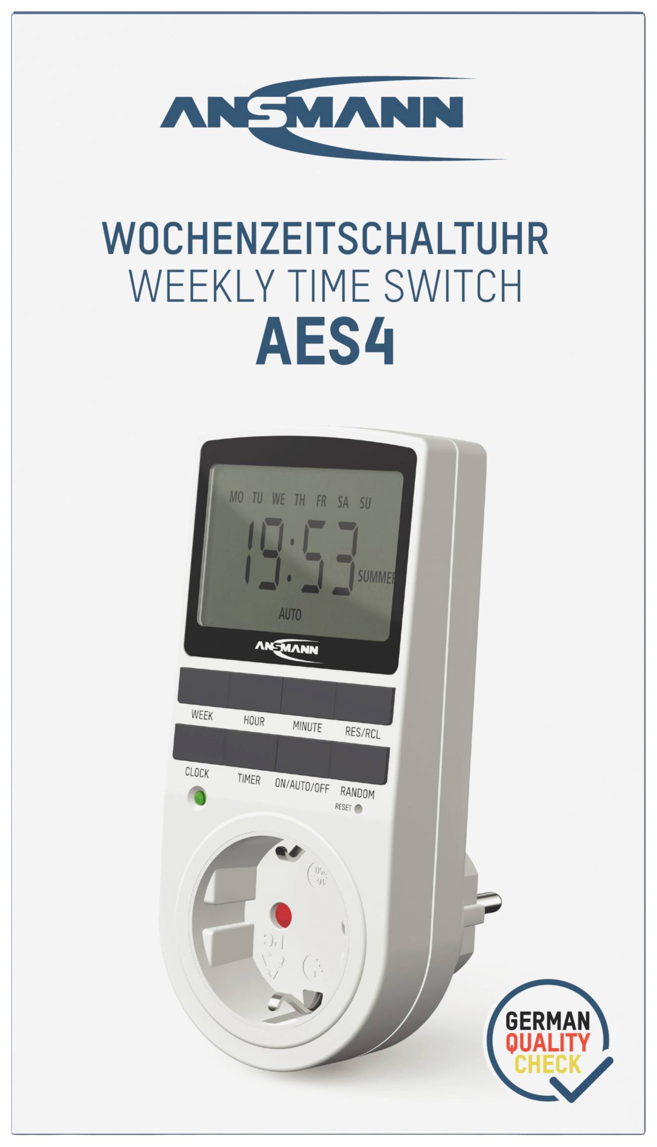 Ansmann 1260-0006 Zeitschaltuhr Programmierpaket digital Tagesprogramm, Wochenprogramm 3680 W IP20 Dauerbetrieb, EIN/AUTO/AUS-Programm, Programmierf