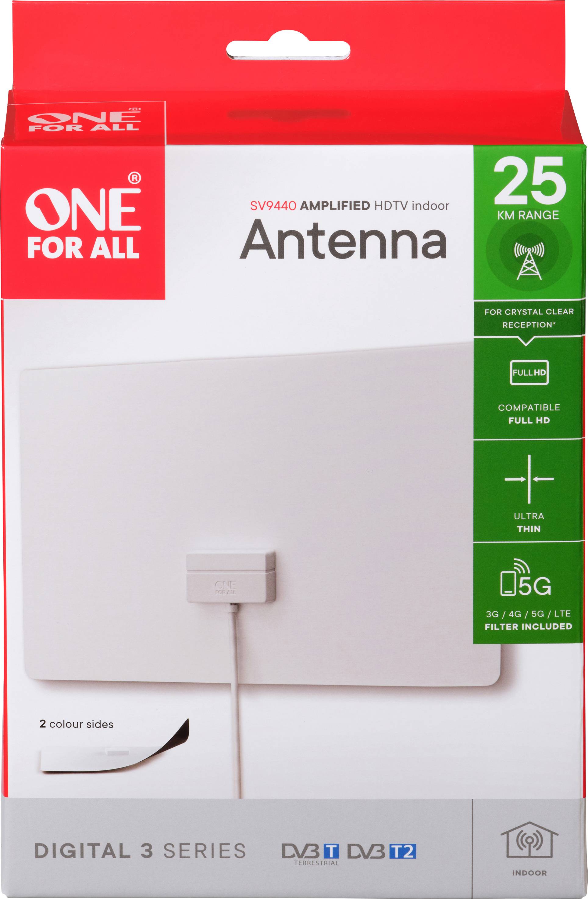 One For All SV 9440-5G Passive DVB-T/T2-Flachantenne Innenbereich Weiß