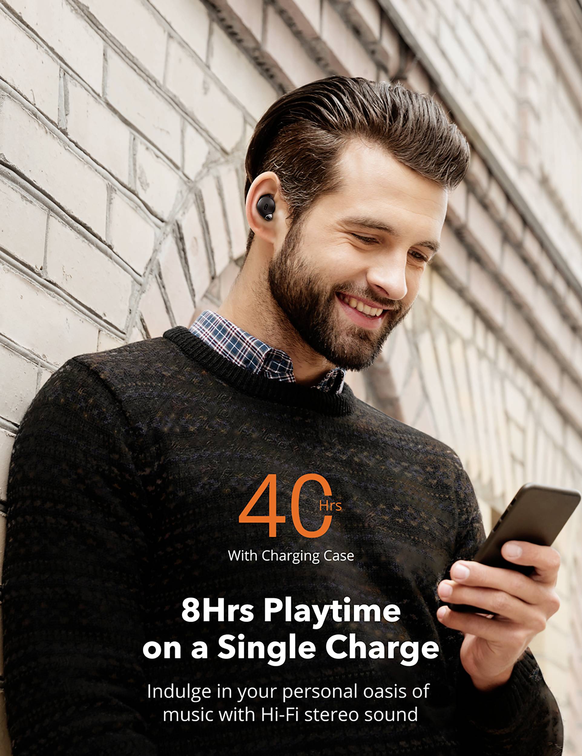 Taotronics SoundLiberty 79 In Ear Kopfhörer Bluetooth® Schwarz Headset, Lautstärkeregelung, Schweißresistent, Touch-Steuerung