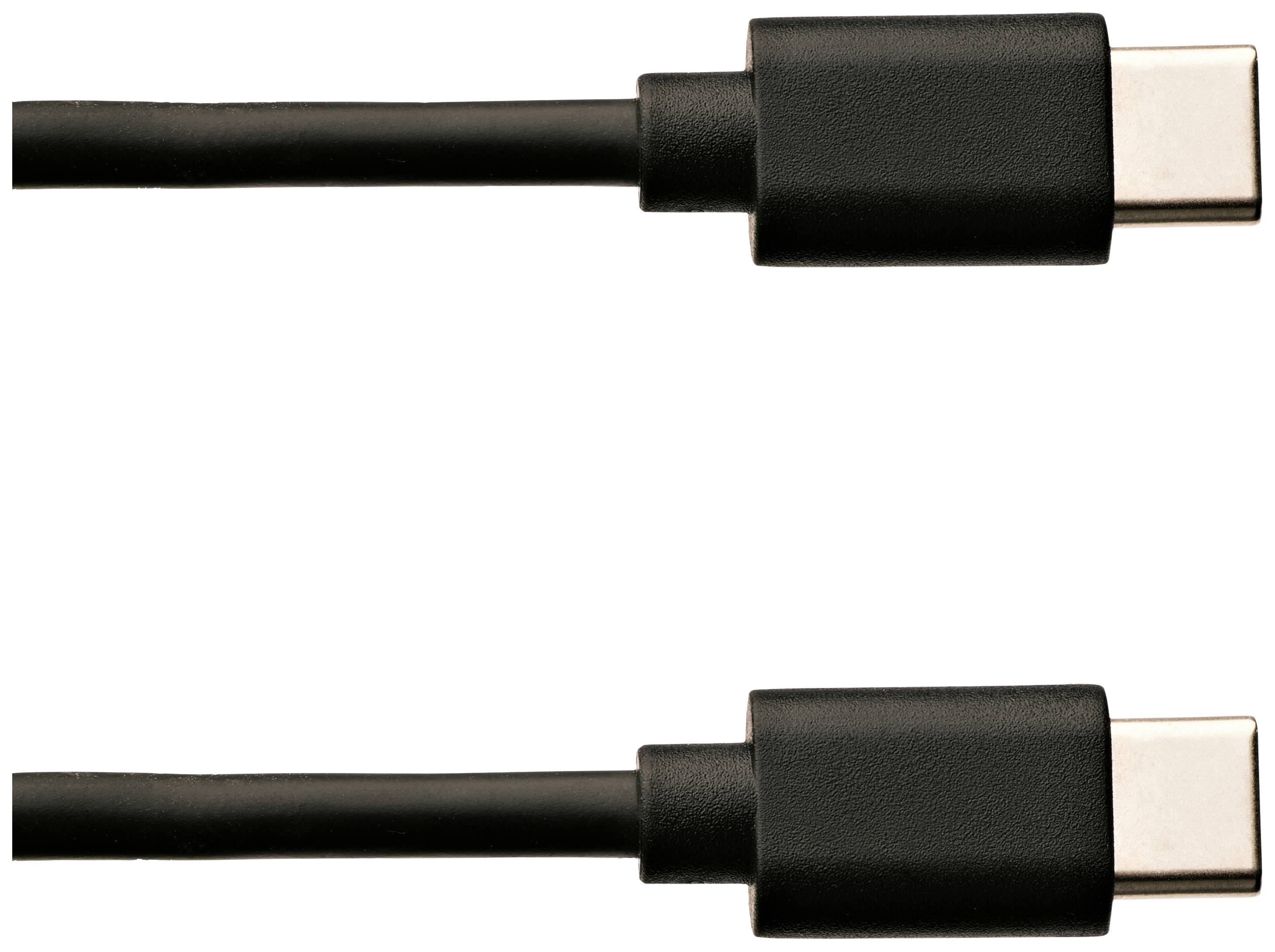 Zwei USB-C-Kabel nebeneinander mit schwarzen Anschlüssen, ideal zur Datenübertragung und zum Aufladen von Geräten.