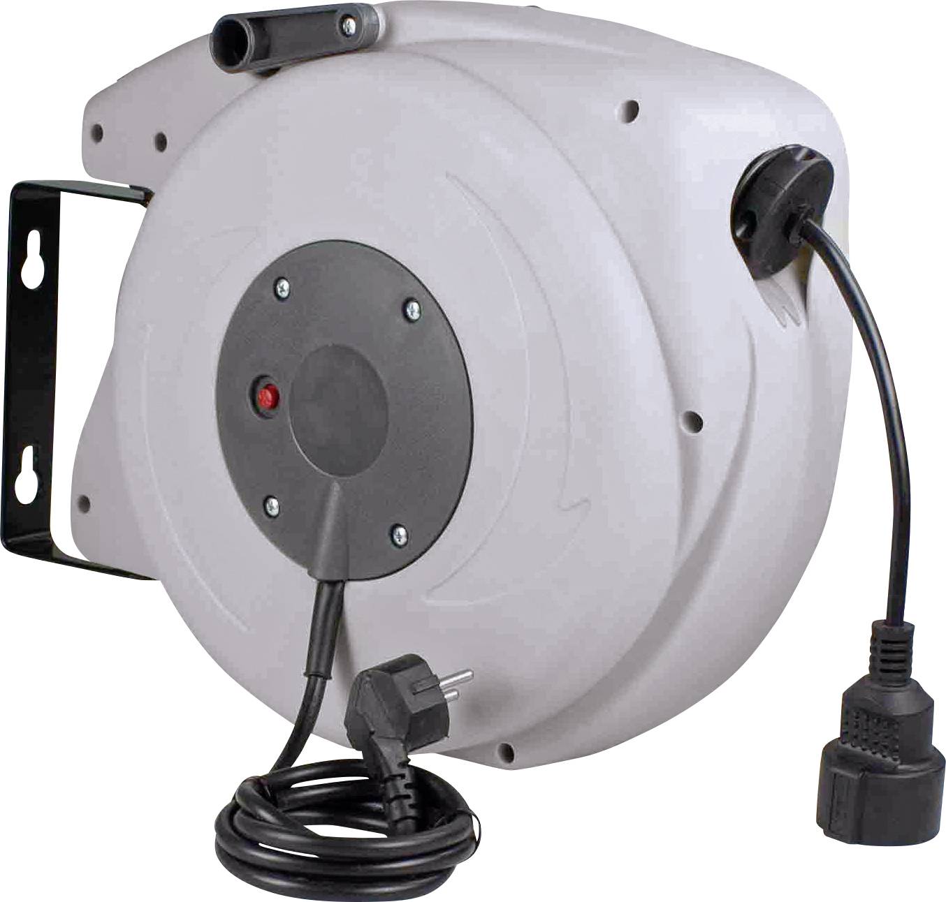 AS Schwabe 12645 Wandkabeltrommel 20 m Schwarz Schutzkontakt-Winkelstecker, Frankreich-Stecker