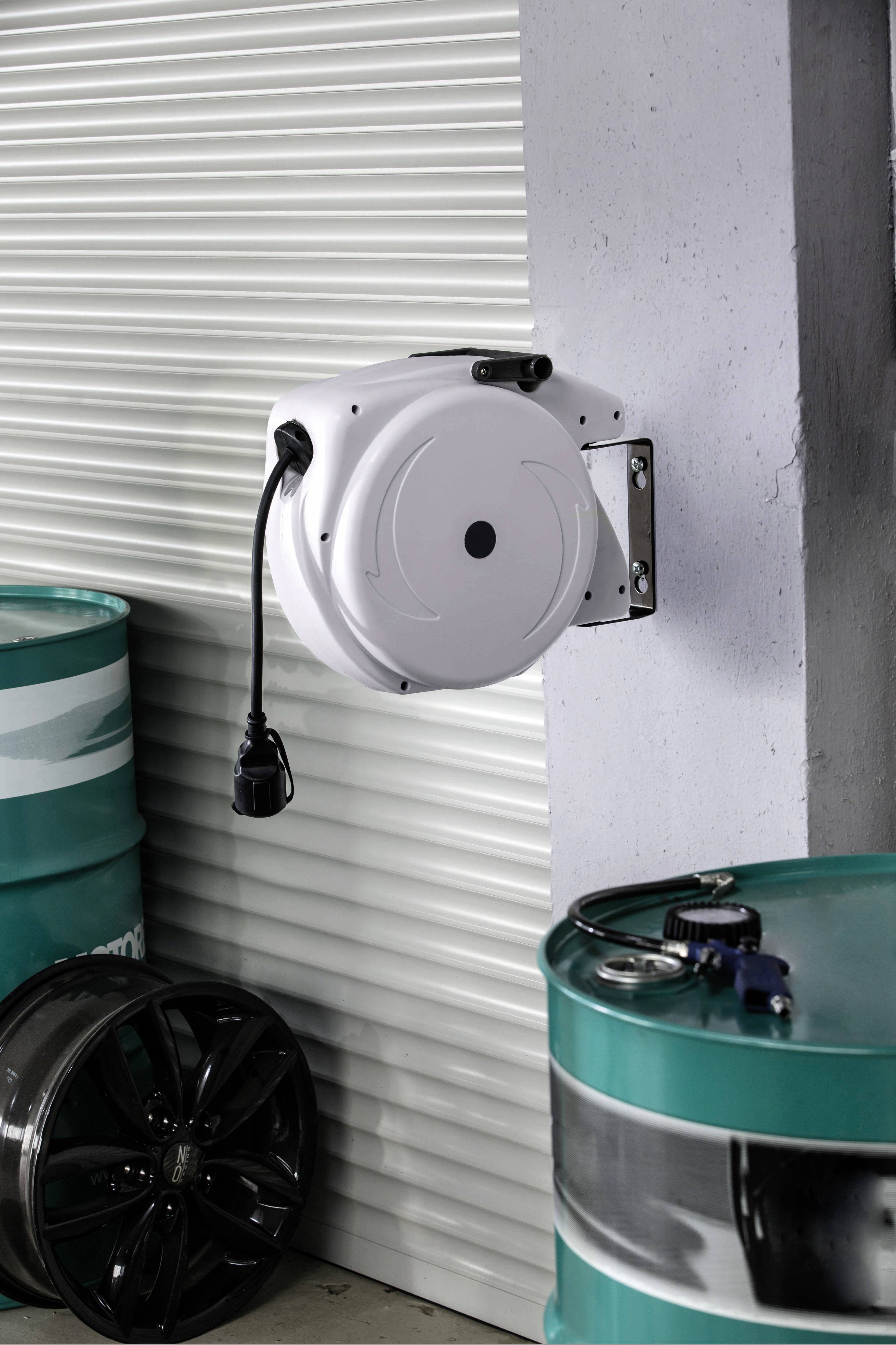 AS Schwabe 12646 Wandkabeltrommel 10m Schwarz Schutzkontakt-Stecker