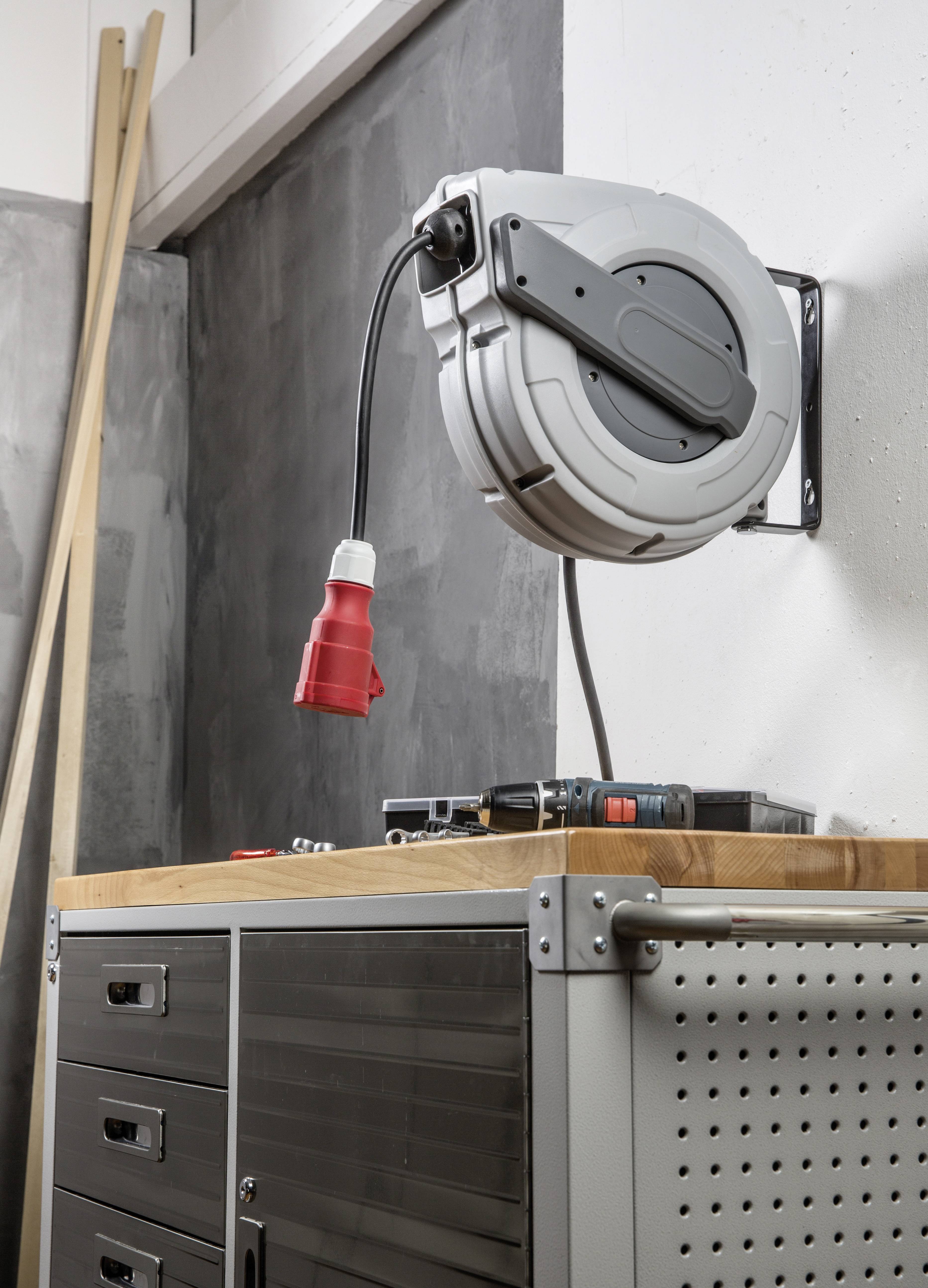 AS Schwabe 12648 Wandkabeltrommel 10 m Schwarz CEE-Stecker 16 A 5polig