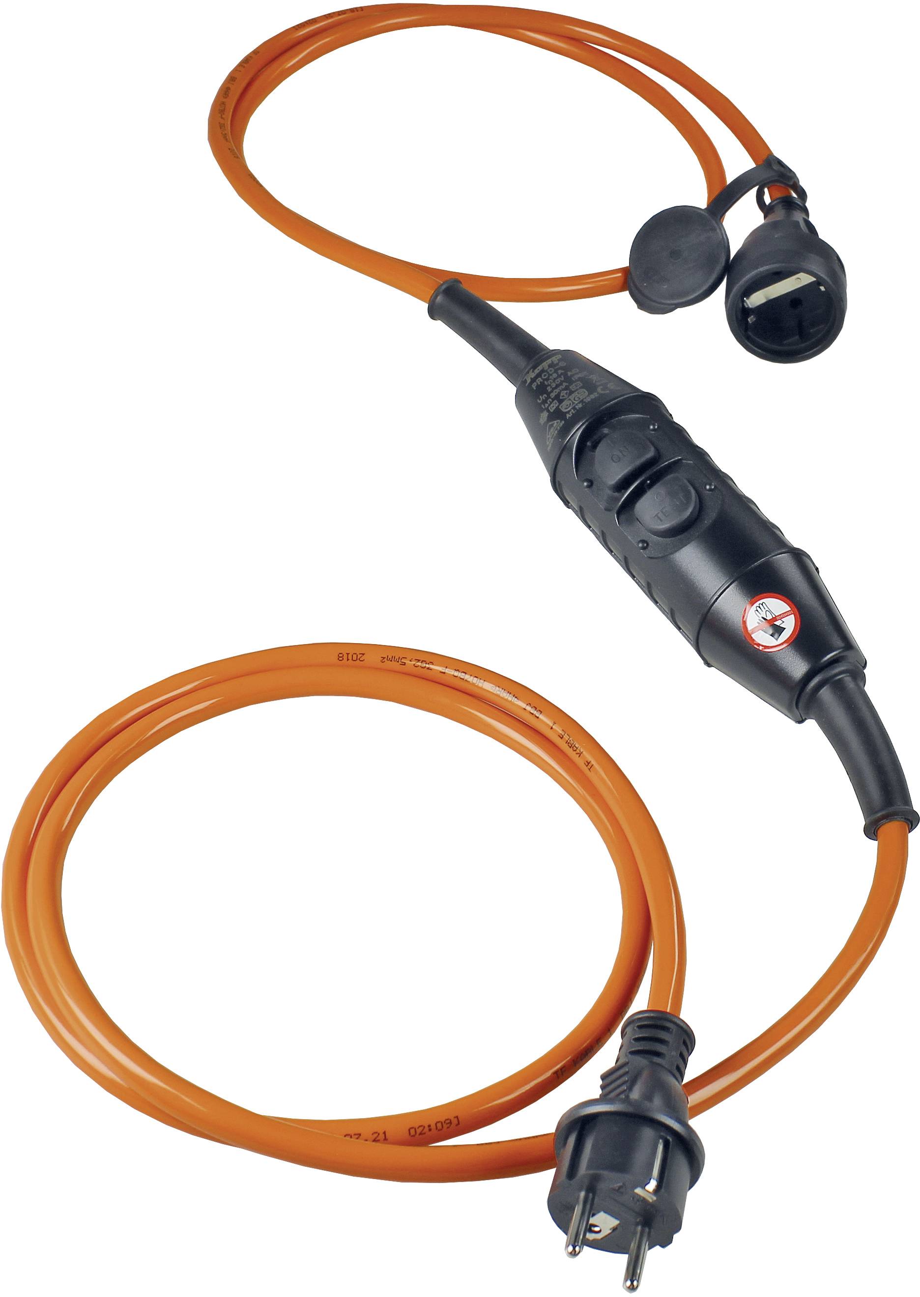 AS Schwabe 45458 Personenschutz-Verlängerungskabel Kunststoff PRCD-S 230V Orange, Schwarz IP44