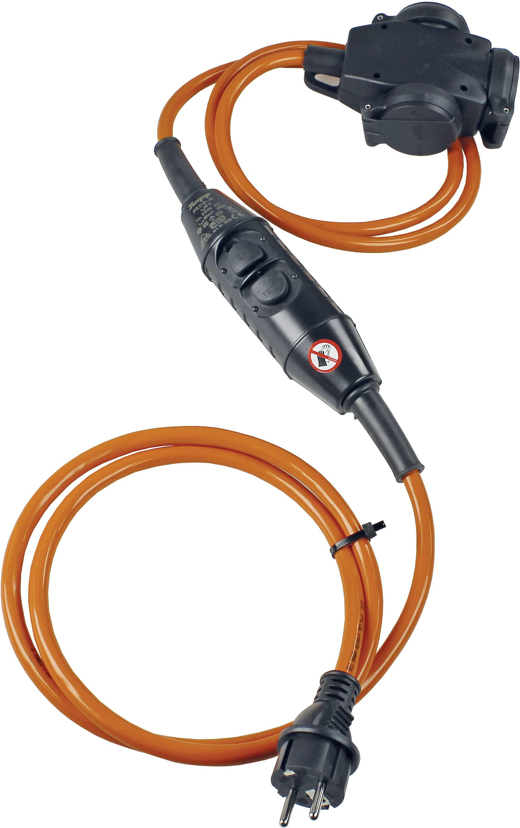 AS Schwabe 45460 Personenschutz-Verlängerungskabel PRCD-S 230V Orange, Schwarz IP44